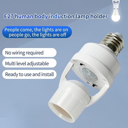 E26/E27 Motion Sensor Light Socket Adapter – Smart Screw-in Bulb Holder - Image 2