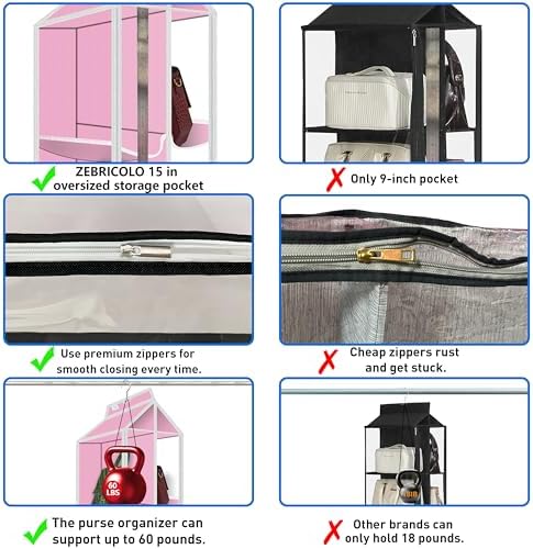 Purse Organizer for Closet, Heavy Duty Hanging Handbag Storage - Image 5