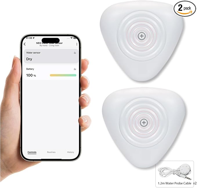 NEO Zigbee 3.0 Water Leak Detector, Smart Water Sensor Alarm by NEO