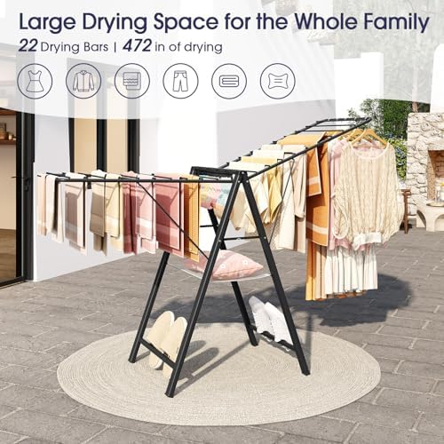 APEXCHASER Clothes Drying Rack, 67.7" L Height Adjustable - Image 3