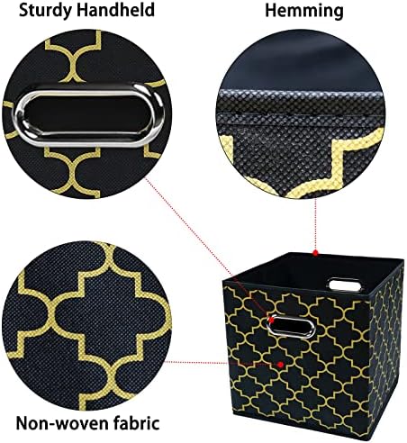 Black Foldable Storage Cubes Bins, Fabric Storage Box Cubes Organizer Baskets - Image 7