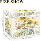 Bolaz Storage Bins with Lids and Handles, Sunflower Stamp Storage Box Basket - Image 3