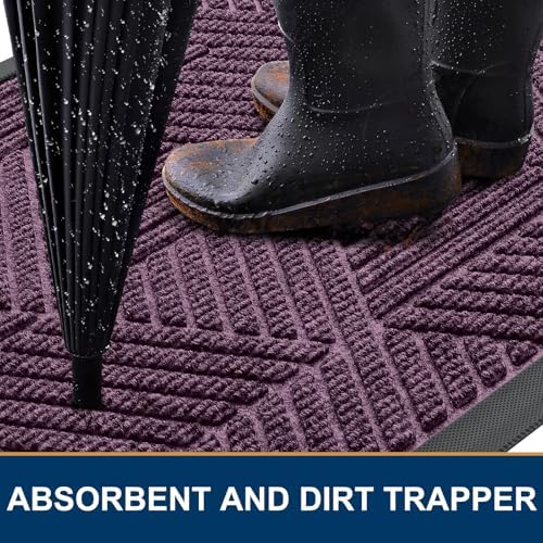 Smiry Front Door Mat Outside Entrance, Low Profile Rubber Doormat - Image 3