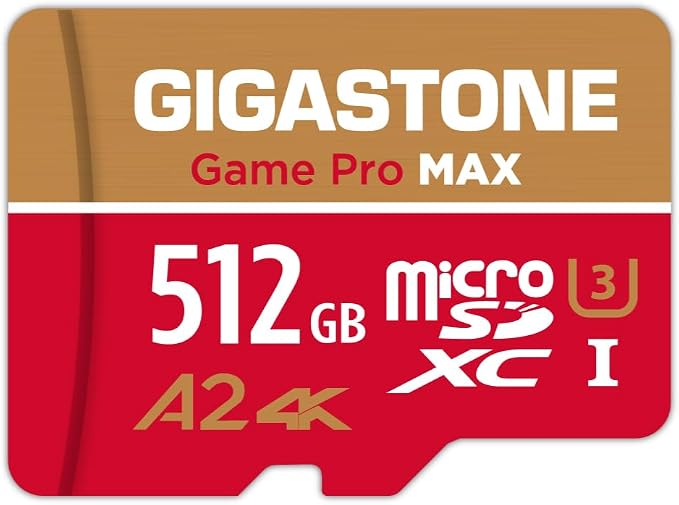 【for Switch 1 Only】 GIGASTONE 512GB Micro SD Card, 4K Game Pro MAX, A2 V30 by Gigastone