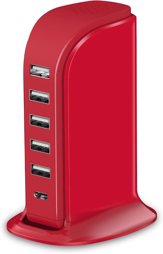 USB Phone Charger 6 Ports 40W Upoy, Type C Wall Charger Smart 6A, Charging Tower by TechGadgetsInYourMind