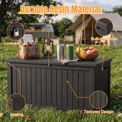 Outdoor Storage Box, 370 Gallon Waterproof Resin Deck Box - Image 3