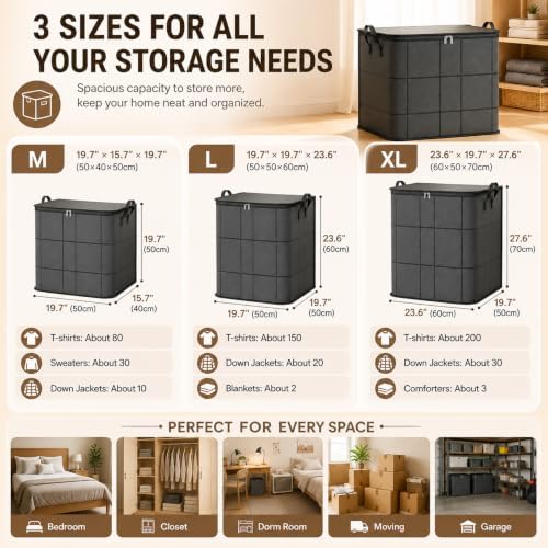 210L Spacious Moving Storage Bin, Large Zippered Fabric Organizer - Image 2