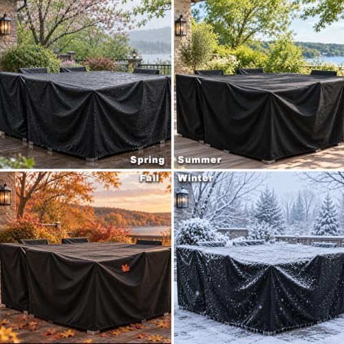 SheeChung Patio Furniture Cover Rectangular 110"L x 84"W x 28"H, Waterproof - Image 7