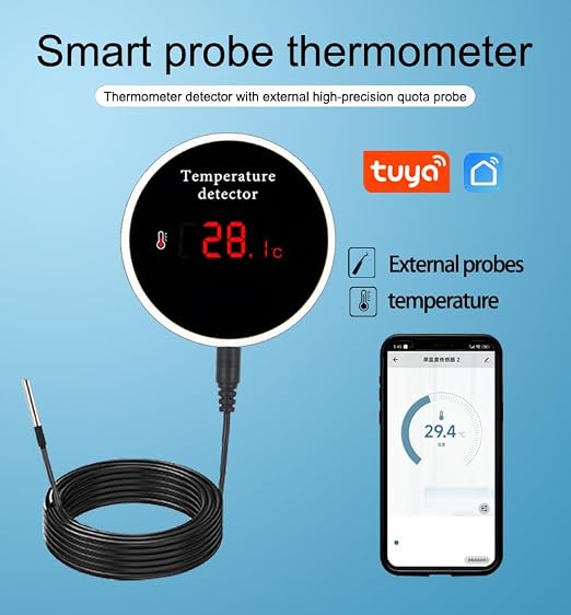 WiFi Refrigerator Thermometer: Digital Fridge Thermometer, LCD Display - Image 2