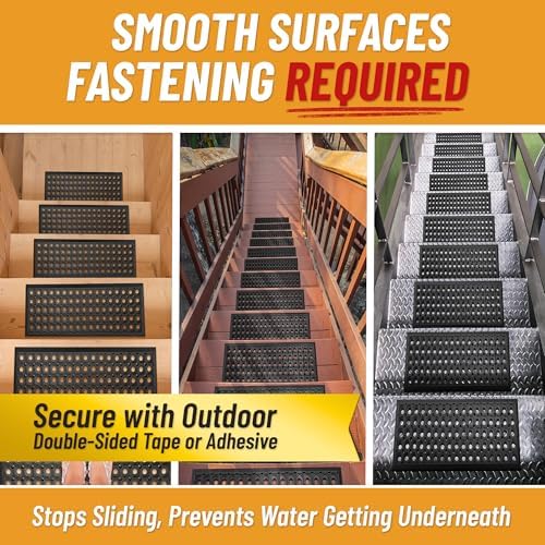 Ottomanson Outdoor Rubber Stair Treads – Circles Heavy-Duty Non Slip Stair Mats - Image 5