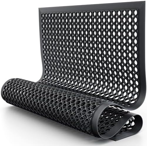 Lifetime Supplies 60" x 36" Commercial Rubber Floor Mat | Safety Water Drainage by TopSellingProducts