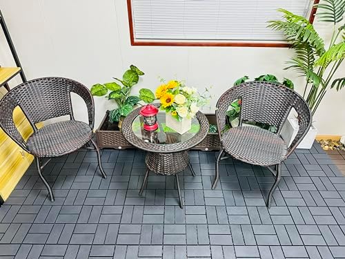 Plastic and Rubber Composite Interlocking Deck Tiles, 44 Pack, Dark Grey - Image 6