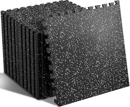 SUPERJARE 0.56'' Thick 48 Sq Ft Rubber Top Gym Flooring by SUPERJARE