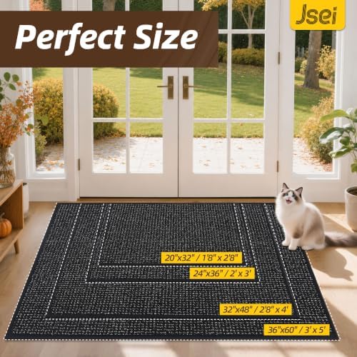 JSEI Dirt Trapper Door Mat 24" x 36", Non-Slip Washable Doormats - Image 2