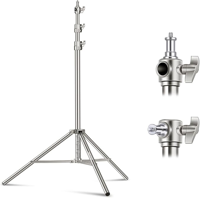 NEEWER 7.2ft/2.2m Stainless Steel Light Stand, Spring Cushioned Heavy Duty by Neewer