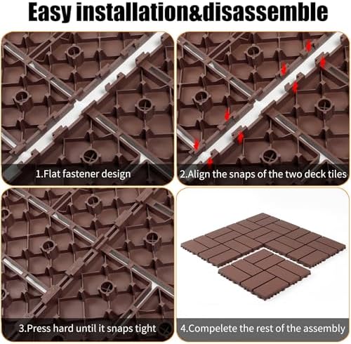 44 Pack Interlocking Deck Tiles, All-Weather Outdoor Deck Tiles - Image 4