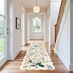3x10 Washable Hallway Runner Rug: Long Floral Scalloped Soft Runners - Image 2