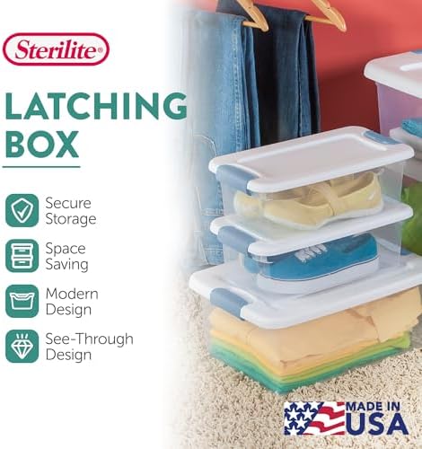 Sterilite 6 Qt Latching Storage Box, Stackable Bin - Image 3