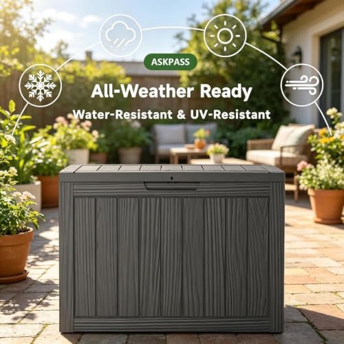 55 Gal Outdoor Storage Box Waterproof Lockable Deck Box - Image 2