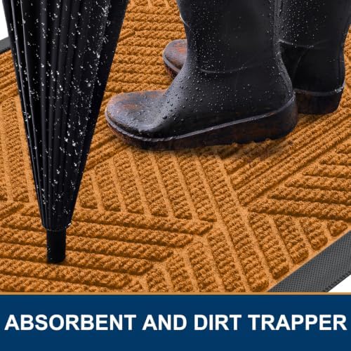 Smiry Front Door Mat Outside Entrance, Low Profile Rubber Doormat - Image 3