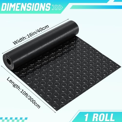 Breling 16 in x 10 ft Rubber Flooring Rolls Mats, Heavy Duty Diamond Plate Coin - Image 2