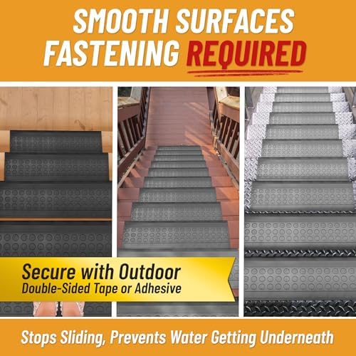 Ottomanson Outdoor Rubber Stair Treads – Coin Heavy-Duty Non-Slip Stair Mats – - Image 5