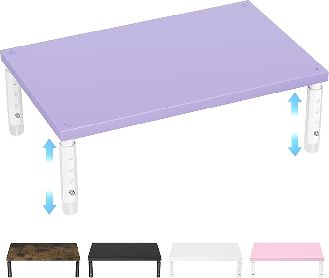 ECOLOVI Wood Computer Laptop Monitor Stand Riser, 4-Height Adjustable Desk by ECOLOVI