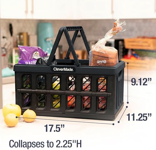 CleverMade Collapsible Shopping Basket - 24L - Obsidian - Image 4