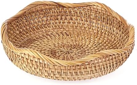 Hipiwe Natural Rattan Tray 8.5" Wicker Key Basket Bowl by Hipiwe