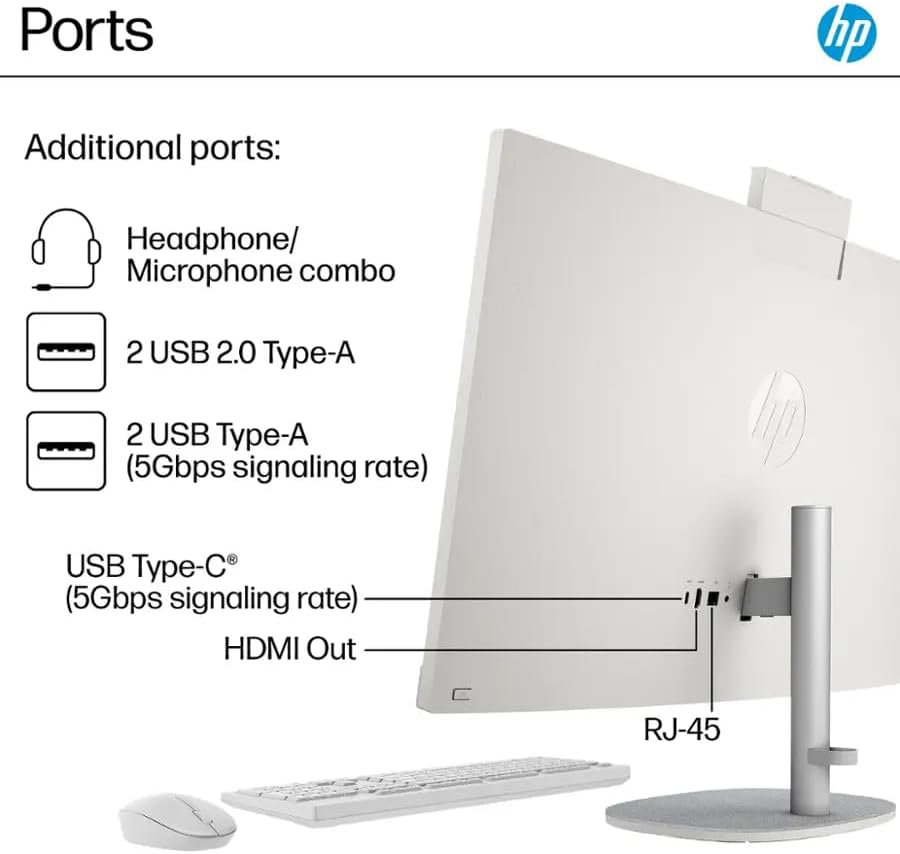 HP 27" FHD Touch-Screen All-in-One Computer, 12-Cores Intel Core Ultra 7, 16GB DDR5 RAM 1.5TB Storage (1TB SSD+512GB Docking Station Set), Windows 11 Pro with Microsoft Office Included, White