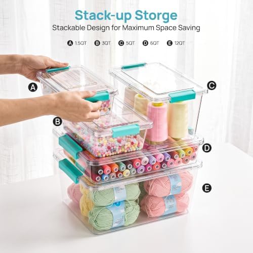 Vtopmart 4 Pack 12 Qt Clear Craft Storage Bins - Image 5