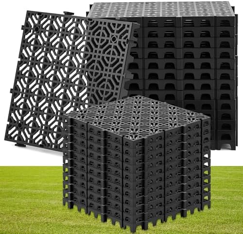 25 Pcs Ground Protection Mats, Interlocking Black 15.7 x 15.7 in by Wesnoy