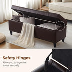 51" Storage Bench, Leather Tufted Storage Ottoman Bench - Image 6