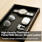 Wooden Valet Tray with Leather Base - Image 4