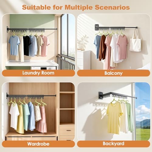 Wall Mounted Clothes Drying Rack Foldable & Space-Saving - Image 6
