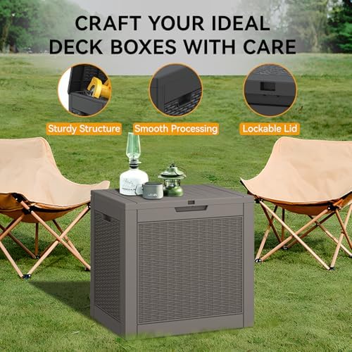 KAMABOKO Outdoor Storage Box, 31 Gal Deck Box Outdoor Waterproof, 2 Pack - Image 4