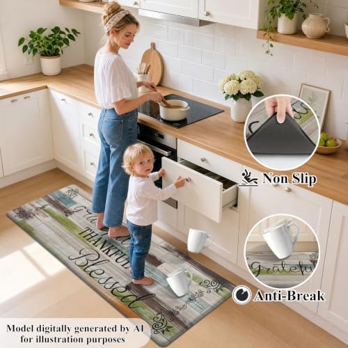 HEBE Anti Fatigue Kitchen Mat Set of 2, Cushioned Kitchen Mats - Image 4