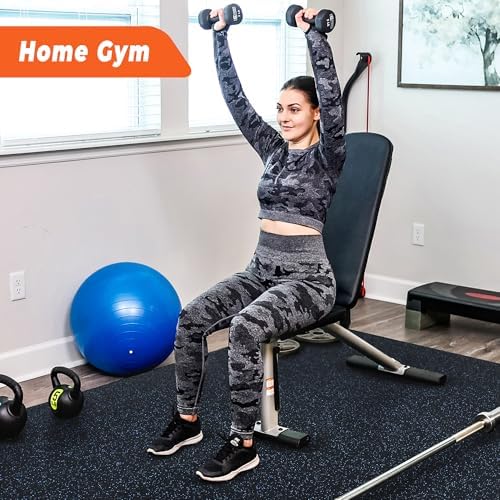 SUPERJARE 0.4'' Thick 48 Pcs 192 Sq Ft Rubber Top Exercise Equipment Mats - Image 2