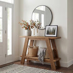 43.3" Solid Wood Entryway Table, 2-Tier Farmhouse Console Table - Image 5