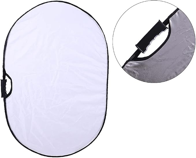Portable Photography Silver and White Reflector Collapsible 2-in-1 Oval - Image 4