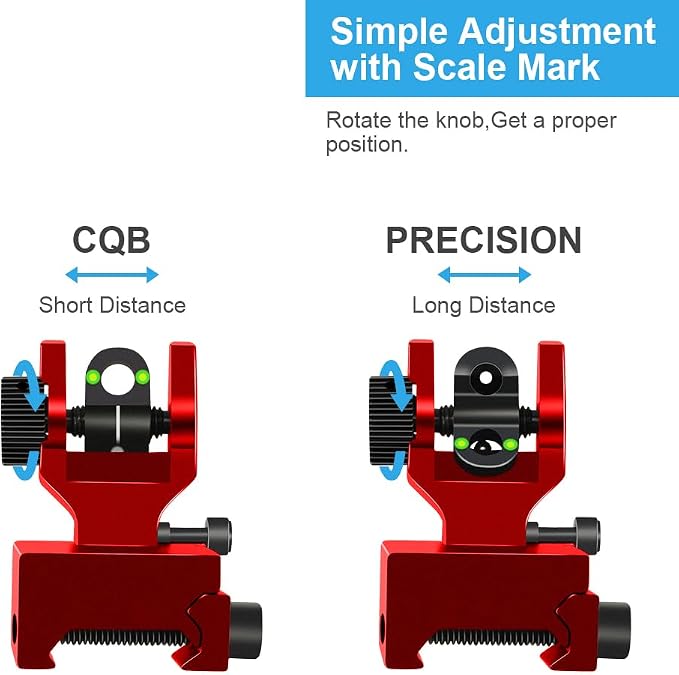 Fiber Optic Flip Up Iron Sights Picatinny Rail Mounted Front and Rear Backup - Image 4
