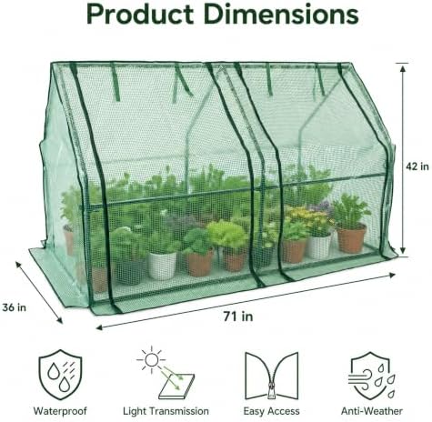 Gardzen Mini Greenhouse, Reinforced PE Cover - Image 2