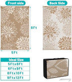 HEBE Waterproof Outdoor Rug 5'x8', Floral Reversible Plastic Patio Rug - Image 2