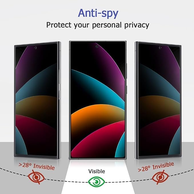 2 Pack Galaxy S24 Ultra Anti spy Privacy Screen Protector, 9H Tempered Glass - Image 3