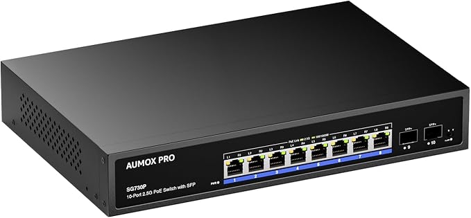 Upgrade 10 Port 2.5G PoE Switch, AUMOX PRO 8 Port 2.5G Network Unmanaged Switch - Image 8