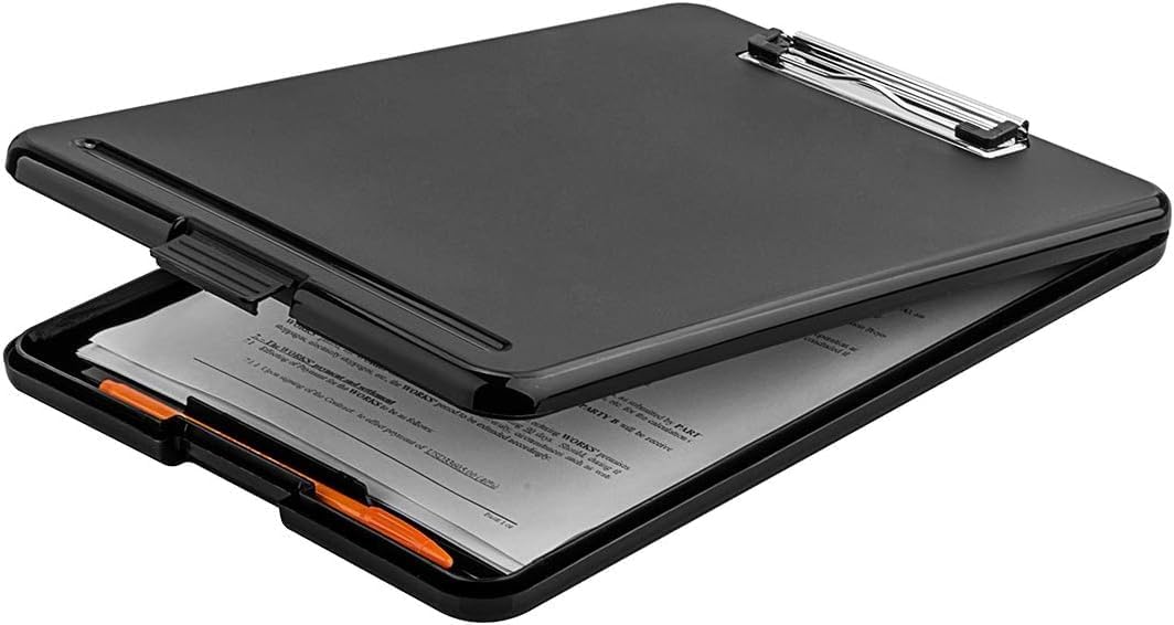 ZCZN Plastic A4 Form Storage Box Case, Clipboard Case, Bulk clipboard Set Suitable for School,Utility,Industrial Office, Medical Personnel,Black,24 Pack
