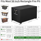 QH.HOME Fire Pit Cover Rectangular 56", 600D Heavy Duty 100% Waterproof - Image 2