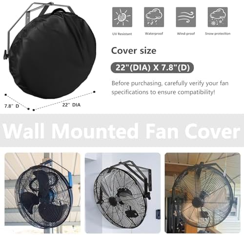 Bitubi Wall Mount Fan Cover, 18-20 Inch Waterproof Outdoor Wall Mounted Fan - Image 2
