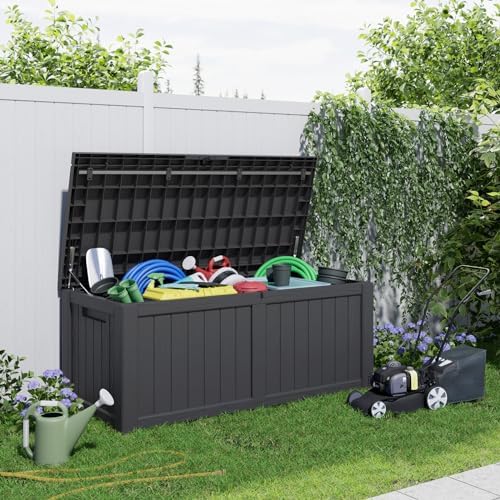 DRATO 150 Gallon Outdoor Storage Box Waterproof, Resin Large Deck Box - Image 3