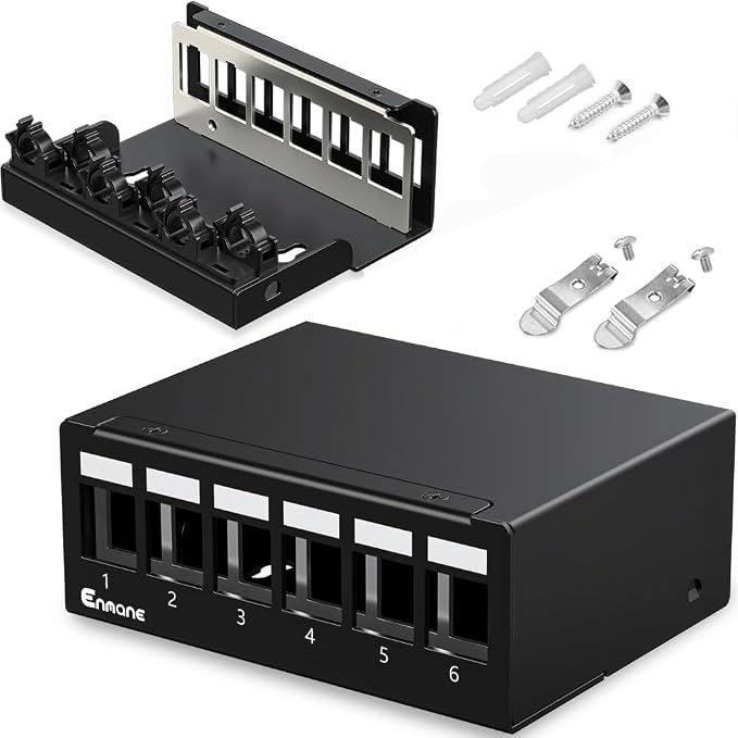6 Port Patch Panel Blank Keystone Patch Panel STP&UTP Compatible by Enmane